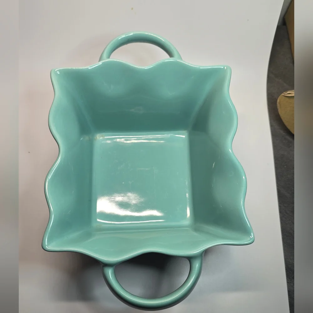Aqua Ceramic Serving Dish with Handles